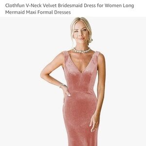 Women’s V-Neck Velvet Full-Length Bridesmaid Dress